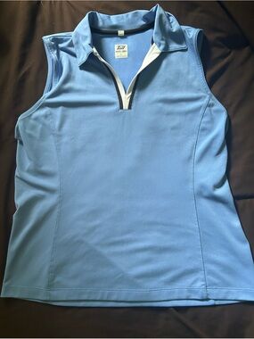 Tail Light blue Sleeveless Polo with White Trim
EUC.